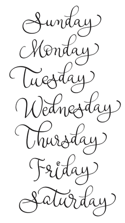 vector set of week days. Calligraphy lettering illustration EPS10のイラスト素材