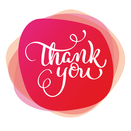 text thank you on red background. Calligraphy lettering Vector illustration EPS10のイラスト素材