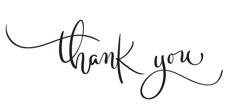 Hand drawn vintage Vector text Thank you on white background. Calligraphy lettering.のイラスト素材