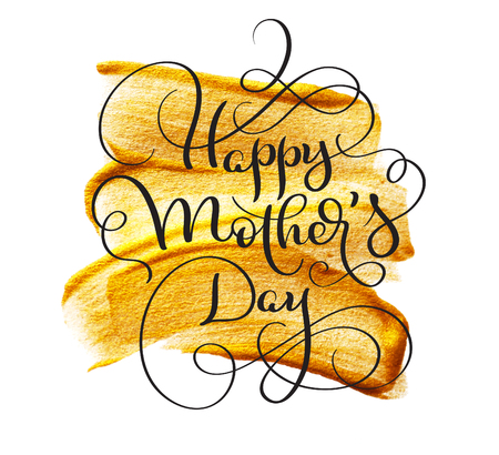 Happy Mothers Day on Abstract gold paint backgroundの写真素材