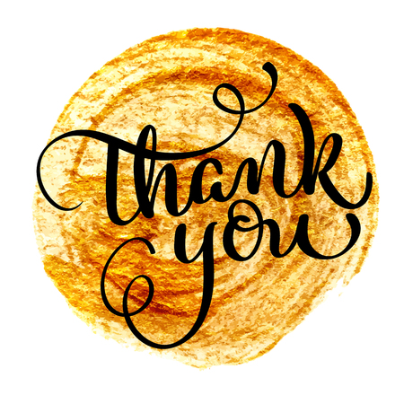 Thank you vector vintage text on round gold background. Calligraphy lettering illustration EPS10のイラスト素材