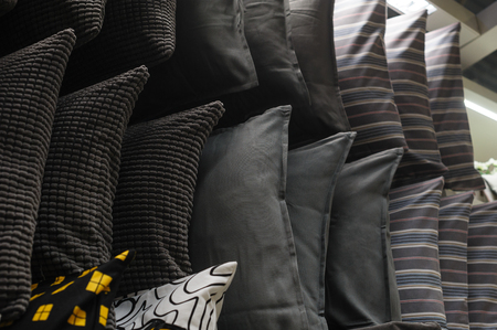 Cushions on the rack in the closetの写真素材