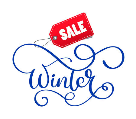 Winter sale hand written inscription on christmas white backgroundのイラスト素材