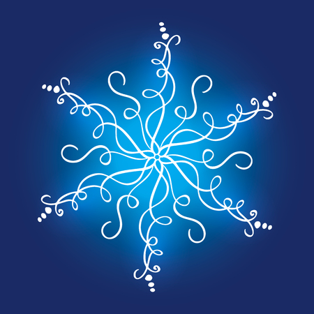 Vintage calligraphic snowflake Christmas on a blue backgroundのイラスト素材
