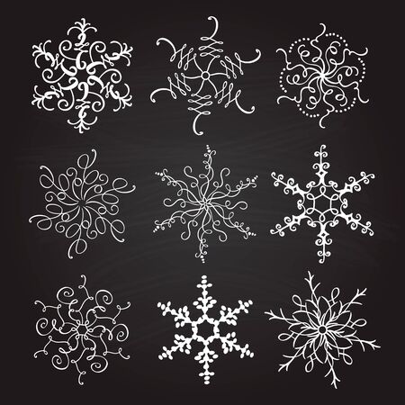 Snowflakes in black illustration..のイラスト素材