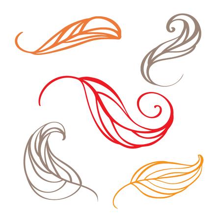 Set of color autumn doodle leaves. Vector illustrationのイラスト素材