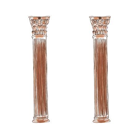 Stylized Greek doodle column Doric Ionic Corinthian columns.の写真素材