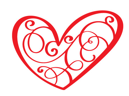 Vintage heart for Valentines and wedding day vector illustration as design element. Fun brush ink typography for photo overlays, t-shirt print, flyer, poster design.のイラスト素材