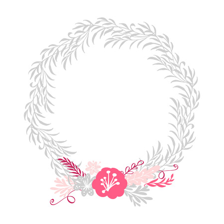 Floral wreath bouquet flowers Botanical elements isolated on white background in Scandinavian style. Hand drawn vector illustrationのイラスト素材