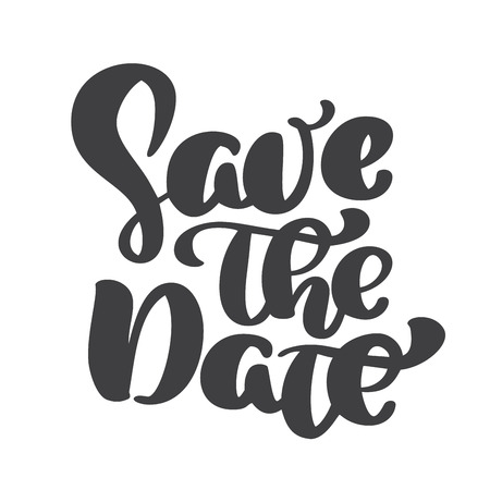 Save the date text calligraphy vector lettering for wedding or love cardのイラスト素材