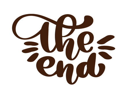 handdrawing The End Vector text lettering phrase, ornamental movie ending typography Illustration design for holiday greeting card and for photo overlays, t-shirt print and poster design.のイラスト素材