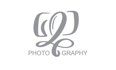 Photography icon vector template with calligraphic inscription isolated on a white background