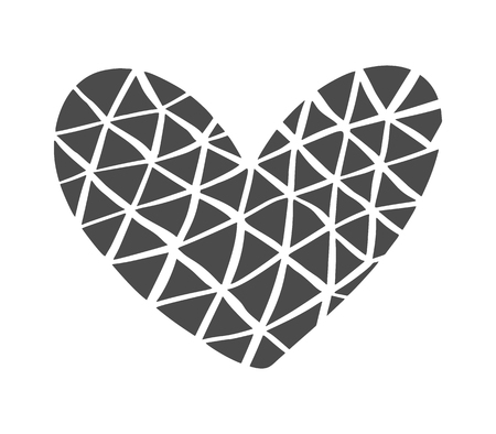 Hand drawn scandinavian Velentines Day heart icon silhouette. Vector Simple contour valentine symbol. Isolated Design element for web, wedding and printのイラスト素材