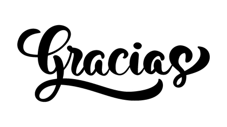 Gracias hand written lettering. Modern brush calligraphy. Thank you in spanish. Isolated on background. Vector illustration.のイラスト素材