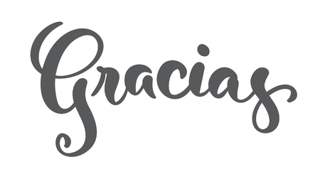 Gracias hand written lettering. Modern brush calligraphy. Thank you in spanish. Isolated on background. Vector illustration.のイラスト素材