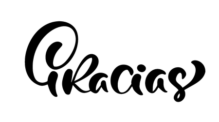 Gracias hand written lettering. Modern brush calligraphy. Thank you in spanish. Isolated on background. Vector illustration.のイラスト素材