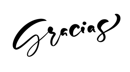 Modern brush calligraphy. Gracias hand written lettering. Thank you in spanish. Isolated on background. Vector illustration.のイラスト素材