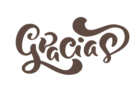 Gracias Vector text in Spanish Thank you. Lettering calligraphy vector illustration. Element for flyers, banner and posters print. Modern calligraphic.のイラスト素材