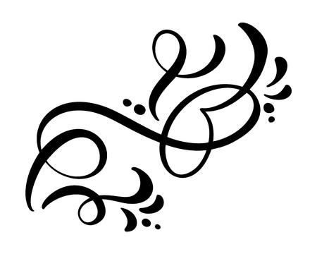 Floral lines filigree design elements. Vector vintage line elegant dividers and separators, swirls and corners decorative ornaments. Flourish curl elements for invitation or menu page illustration.のイラスト素材