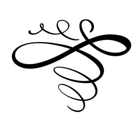 Vector vintage line elegant dividers and separators, swirls and corners decorative ornaments. Floral lines filigree design elements. Flourish curl elements for invitation or menu page illustration.のイラスト素材