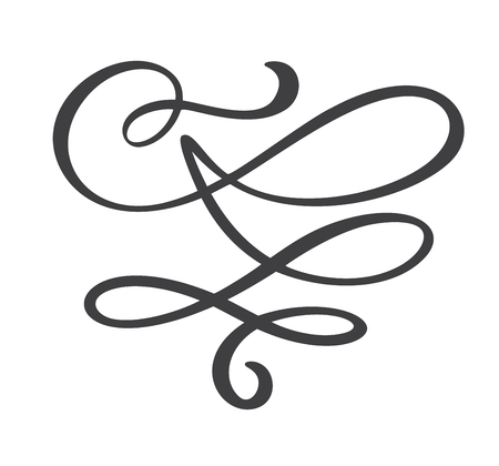 Vector vintage line elegant dividers and separators, swirls and corners decorative ornaments. Floral lines filigree design elements. Flourish curl elements for invitation or menu page illustration.のイラスト素材