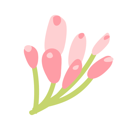 Cute vector isolated Flower on white background. Spring hand drawn Nature illustration flat design. For greeting card, print, children book.のイラスト素材