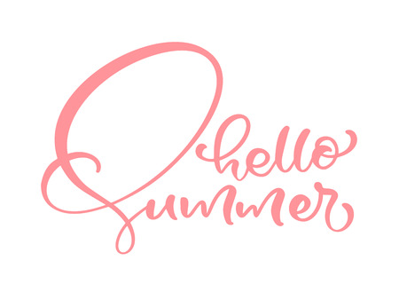 Calligraphy lettering phrase Hello Summer. Vector Hand Drawn Isolated text. Sketch doodle design for greeting card, scrapbook, printのイラスト素材