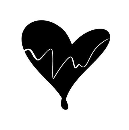 Vector illustration scandinavian Heart in style of minimalism. Romantic calligraphy vector love sign. Hand drawn icon for valentines day. Concept symbol for greeting card, poster wedding.の写真素材