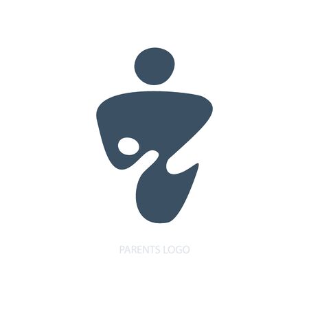 Abstract vector family with kid icon. Together symbol. Illustration logo parent, heart shapeのイラスト素材