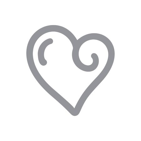 Romantic calligraphy monoline vector Heart love sign. Hand drawn icon of valentine day. Concepn symbol for t-shirt, greeting card, poster wedding. Design flat element illustrationのイラスト素材