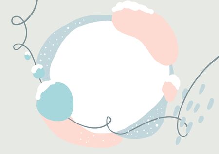 Abstract Christmas Vector Scribble creative speech bubbles background. Winter snow and snowflakes brush painting with place for your text, light pastel colors abstract poster. Illustration clipart copy spaceのイラスト素材