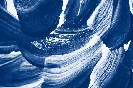 Abstract brush strokes with blue watercolor. Classic blue toning trend 2020 year color.の写真素材