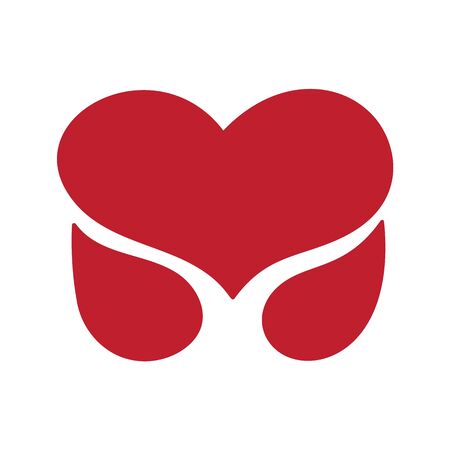 Vector Vintage Cute letter M. Calligraphy element Valentine Hand drawn heart sign for page decoration and design illustration. Love wedding card or invitationのイラスト素材