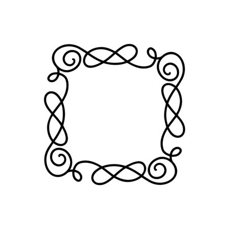 Flourish monoline vector frame illustration. Hand drawn calligraphy style vintage ornament for logo, invitation, wedding, gifts, photos, monogram. Floral Simple beautiful cardのイラスト素材