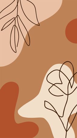 vector abstract creative flower and branch background in minimal trendy style in portrait with copy space for text. Design templates for social media stories. Simple and stylishのイラスト素材