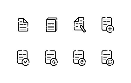 Set of file management document and administration icons. Sheet of paper logo for web sites, social media and other designのイラスト素材