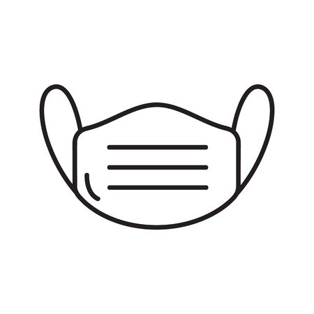 medical face mask or Surgical protective icon. 2019-nCoV coronavirus virus bacteria cell vector illustration isolated on white. Monoline doodle artのイラスト素材