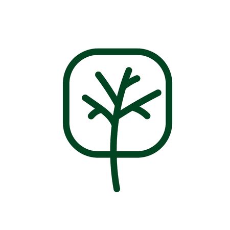 Tree line icon. Naturally beautiful  symbol, wooden trunk and outline branches for map. Tree vector outline art illustration isolated on white backgroundのイラスト素材