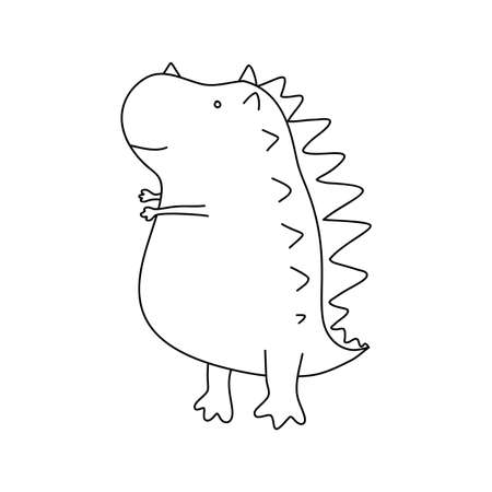 Vector illustration of little cute cartoon dinosaur. Kids dino image isolated on white background. Baby monster reptile for print on t shirt, book, poster, bannerのイラスト素材