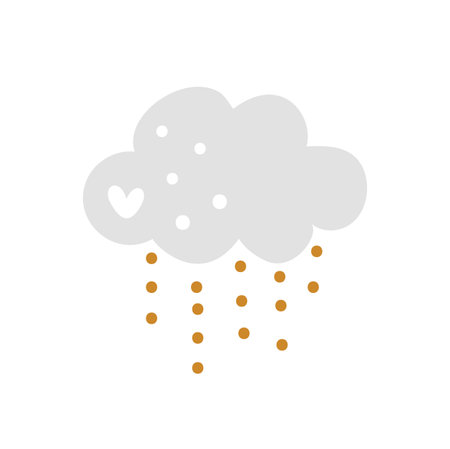 Vector cartoon illustration with cute sleeping cloud and rain of hearts. Scandinavian style nursery art. Valentines Day cardのイラスト素材