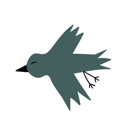 Vector hand drawn stylized flying bird. Decor baby element. Scandinavian style for kids illustration, web designのイラスト素材