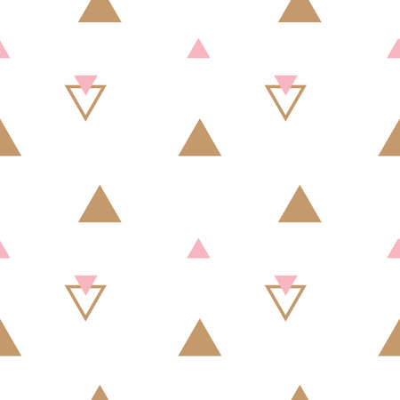 Abstract geometrical seamless scandinavian pattern. Vector triangle ornament with orange and black colors. Simple texture for nordic baby wallpaper, fills, web page backgroundのイラスト素材