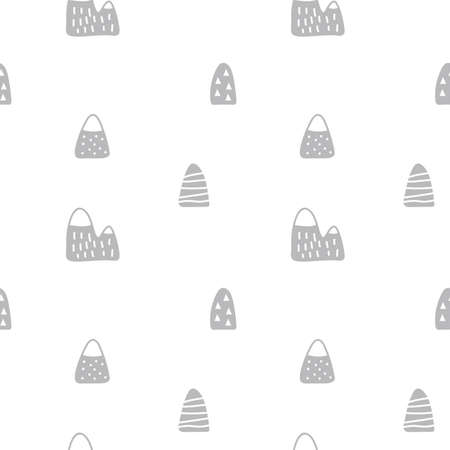 Hand drawn grey mountains seamless pattern baby. Vector scandinavian style cute drawing design elements for kids prints, textile design, cards, home decor illustration nordicのイラスト素材