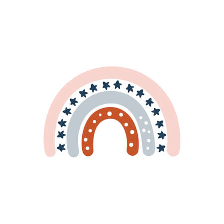 Creative hygge baby vector rainbow. Scandinavian style isolated on white background. Childish print for apparel, poster, nursery decoration illustrationのイラスト素材