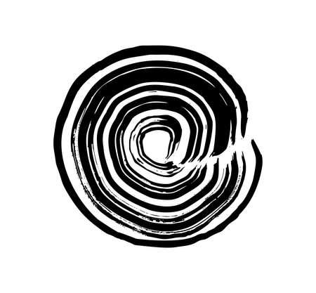 Brush vector stroke circle texture in black. Isolated on white abstract background. Design element of t-shirt, home textiles, wrapping paper, children textilesのイラスト素材