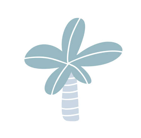 Colorful doodle palm tree illustration in scandinavian vector style. Hand drawn palm tree icon. Cute kids illustration on white backgroundのイラスト素材