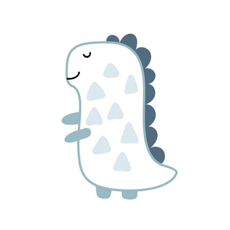 Vector scandinavian cute baby hand drawn dino. Sweet Cool dinosaur illustration for nursery t-shirt, kids apparel boy, invitation, simple child designのイラスト素材