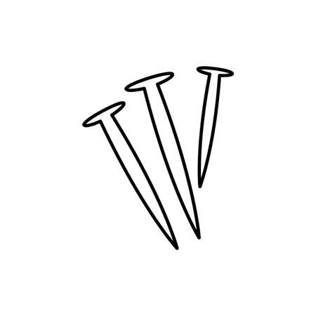 Closeup vector three big dirty rustic thorn. Monoline hand drawn icon religious holy passion pain blood object logo design in biblic art doodle line styleのイラスト素材