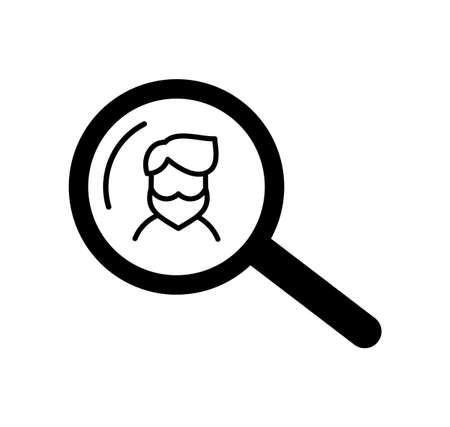 Search man flat people icon. Single high quality outline symbol of magnifying glass for web or mobile app. line signs of glass for design logo, visit cardのイラスト素材