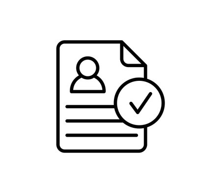 Approved Resume vector linear cv icon. Modern outline logo concept on white background from Human Resources collection. Suitable for use on web apps, mobile apps and print mediaのイラスト素材